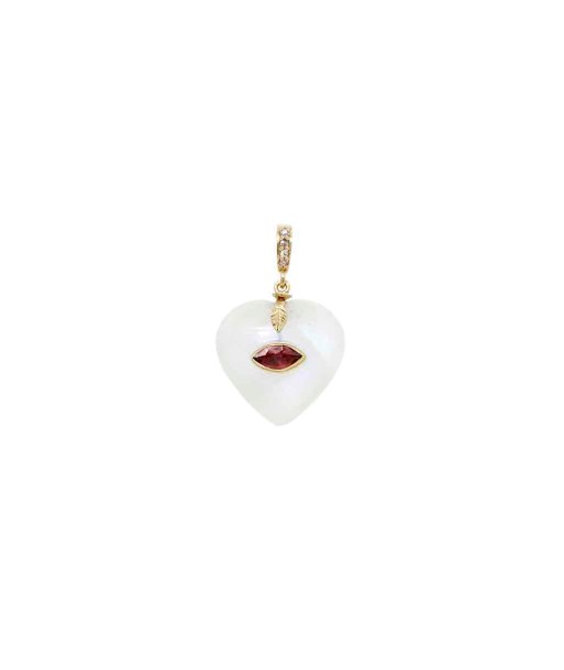 PRO - VALENTINE Charm Coeur Moonstone serti Grenat, bélière diamants de votre