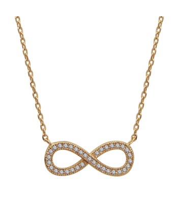 Collier plaqué or forme huit (infini) pierres blanches synthetique en stock