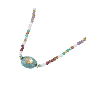 PRO - KASHA COLLIER Diamant Polki turquoise, Argent 925 plaqué or pas cheres