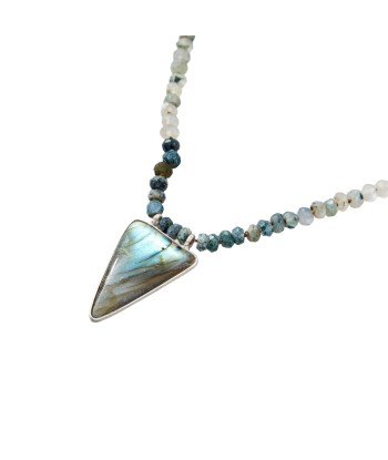 PRO - SHADOW Sautoir Agate Mousse, Pendentif Flèche Labradorite rembourrage situé sous