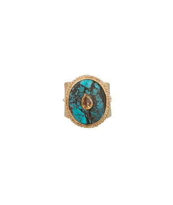 PRO - JULIET OVALE Bague Chevalière Gravée Turquoise Sertie Citrine l'évolution des habitudes 