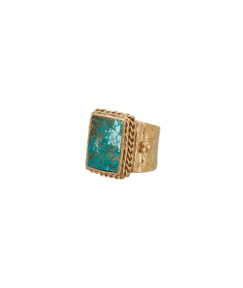 PRO - JULIET Bague Chevalière Gravée Turquoise solde