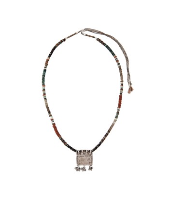 PRO - TAPA XL SILVER Sautoir Talisman Emeraude, Hessonite, Argent patiné Toutes les collections ici