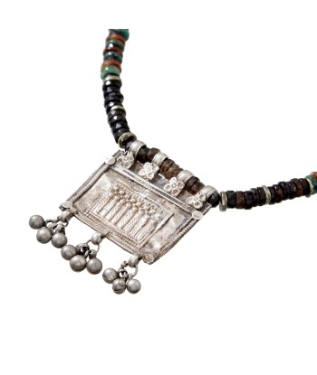 PRO - TAPA XL SILVER Sautoir Talisman Emeraude, Hessonite, Argent patiné Toutes les collections ici