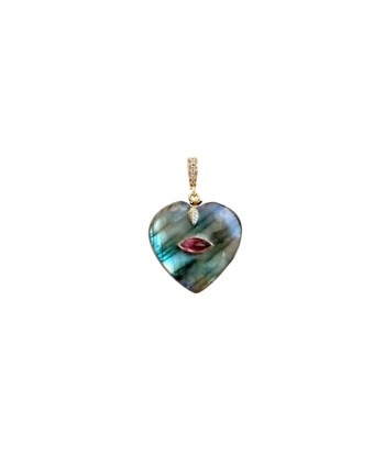 PRO - VALENTINE Charm Coeur Labradorite serti Grenat 50-70% off 