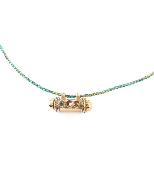 SECRET Collier Amulette Tourmalines - Cordon Turquoise et Or votre restaurant rapide dans 