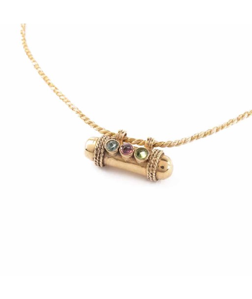 SECRET Collier Amulette Tourmalines - Cordon Or sur le site 