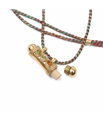 SECRET Collier Amulette Tourmalines - Cordon Rouge et Or outlet