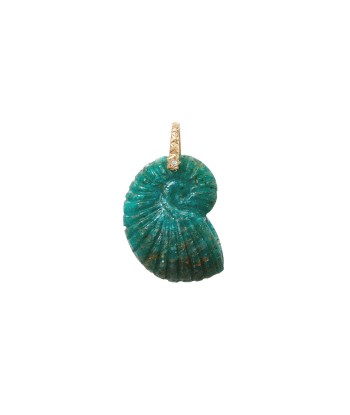 PRO - CHARM NAUTILUS Amazonite - bélière argent plaqué or 24 cts et diamant 50% de réduction en Octobre 2024