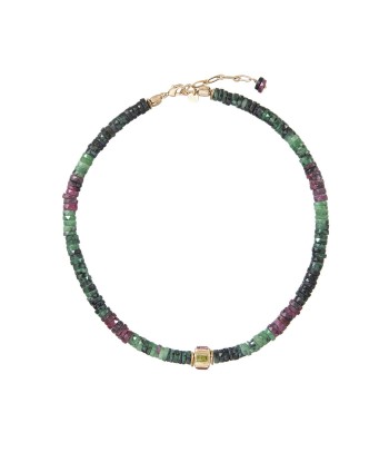 ANILA Collier Rubis Zoisite facetté & perle multi-pierres plaqué or 24 cts store