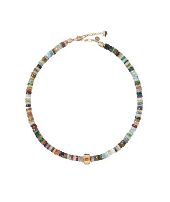 ANILA Collier Multicolore & perle multi-pierres, plaqué or 24 cts Paris Déstockage Promo