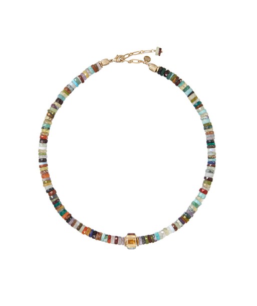 ANILA Collier Multicolore & perle multi-pierres, plaqué or 24 cts Paris Déstockage Promo