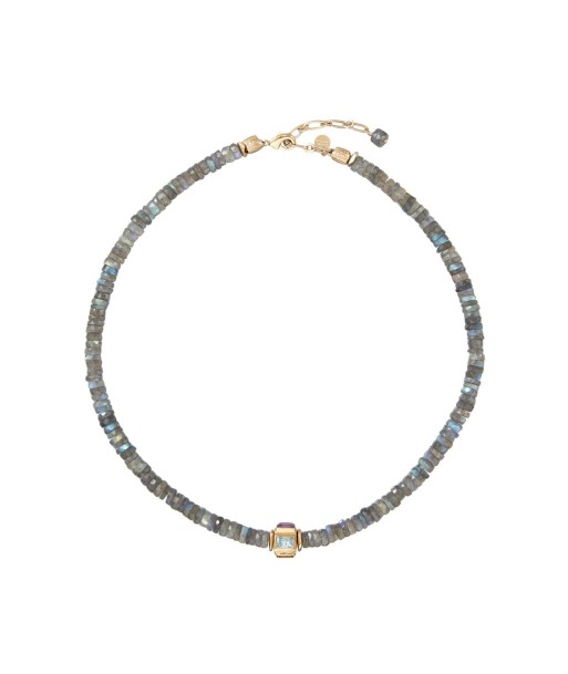 ANILA Collier Labradorite facettée & perle multi-pierres - plaqué or 24 cts la livraison gratuite