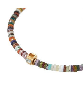 ANILA Collier Multicolore & perle multi-pierres, plaqué or 24 cts Paris Déstockage Promo