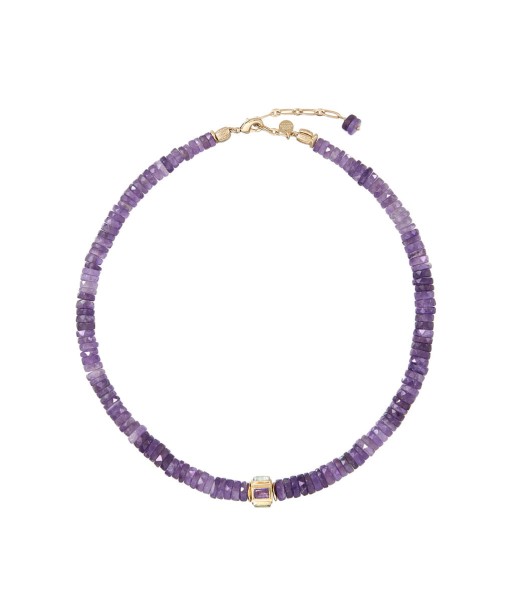 ANILA Collier Améthyste facettée & perle multi-pierres - plaqué or 24 cts acheter