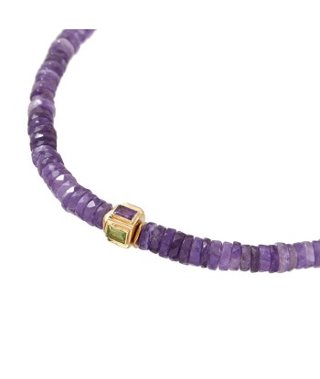 ANILA Collier Améthyste facettée & perle multi-pierres - plaqué or 24 cts acheter