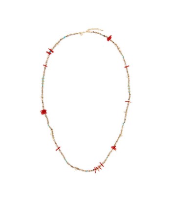 SAND Sautoir ou Collier 2 tours Turquoise, Corail bambou, Coquillage une grave pollution 