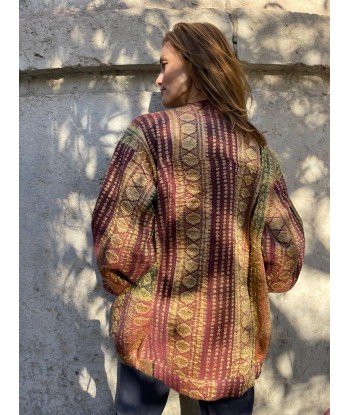 Veste Bloomer pièce unique - Kantha de Soie - tons Bordeaux, Safran & Gold Comparez plus de prix