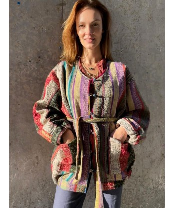 Veste Bloomer pièce unique - Kantha de Soie - Multicolore & Gold Véritable concentré