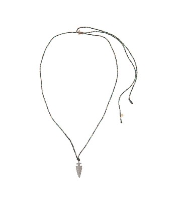 ARROW Collier amulette Flèche Diamants Argent 925, cordon de soie s'inspire de l'anatomie humaine