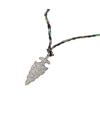 ARROW Collier amulette Flèche Diamants Argent 925, cordon de soie s'inspire de l'anatomie humaine