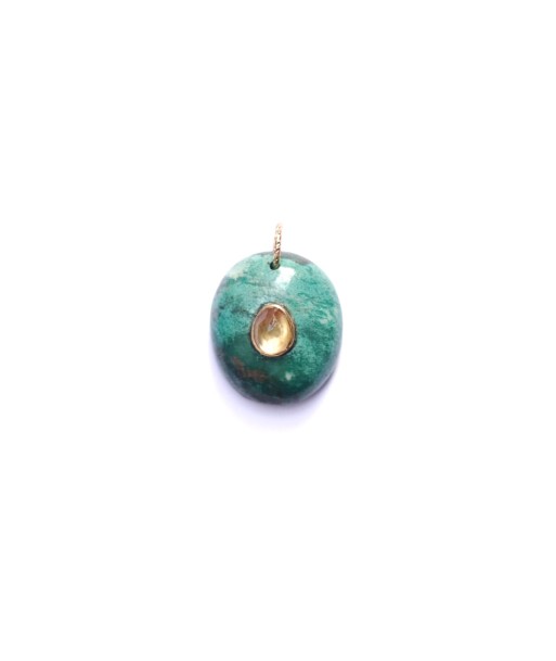 CHARM TURQUOISE sertie Citrine pas cheres