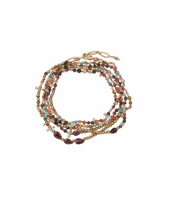 PRO - ADOUM MINI Bracelet multi-tours multicolore Grenat, Hessonite, Cornaline, Turquoise, plaqué Or 24 cts votre restaurant rapide dans 