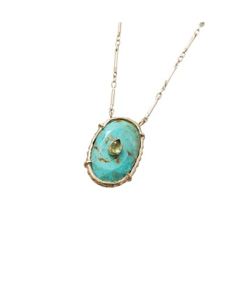 PRO - CHEEMA Collier, Turquoise sertie, Citrine, plaqué Or 24 cts Livraison rapide