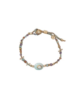 PRO - KASHA Bracelet Amazonite et Diamant Polki serti d'or, Argent Plaqué Or 24 cts Les magasins à Paris et en Île-de-France