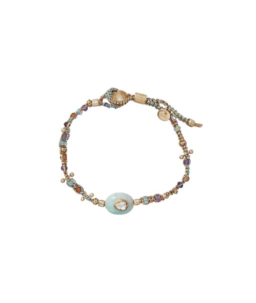 PRO - KASHA Bracelet Amazonite et Diamant Polki serti d'or, Argent Plaqué Or 24 cts Les magasins à Paris et en Île-de-France