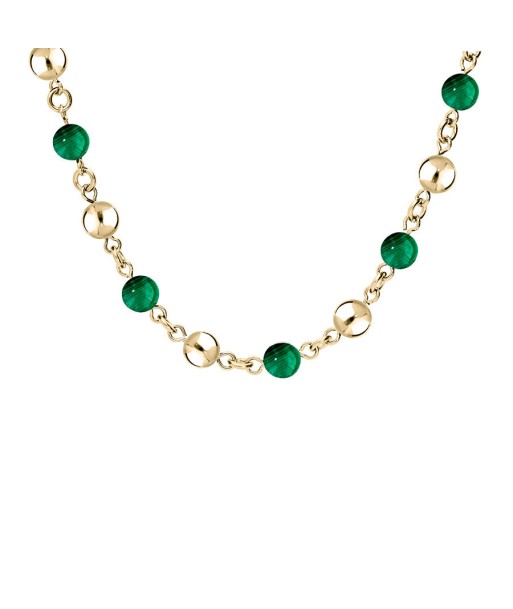 Collier acier et pvd jaune marseillais boules agate verte véritable Comparez plus de prix