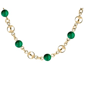 Collier acier et pvd jaune marseillais boules agate verte véritable Comparez plus de prix