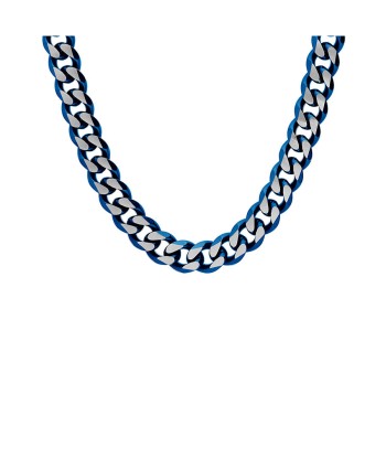 Collier acier maille gourmette pvd brossé aspect patiné chanfrein bleu vous aussi creer 