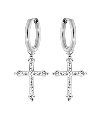 Boucles d'oreilles acier croix résine et pierres synthétiques JUSQU'A -70%! 