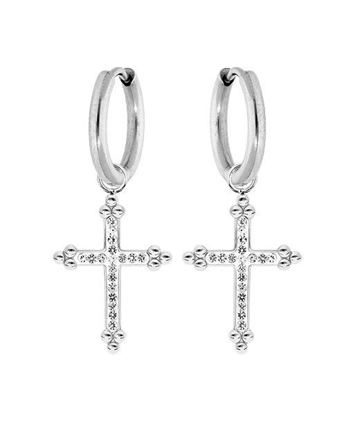 Boucles d'oreilles acier croix résine et pierres synthétiques JUSQU'A -70%! 