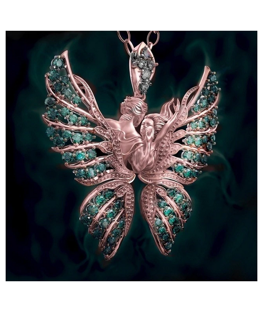 Pendentif Papillon Émeraude basket pas cher