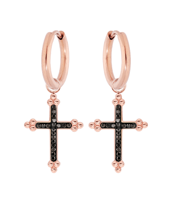 Boucles d'oreilles acier croix résine et pierres synthétiques JUSQU'A -70%! 