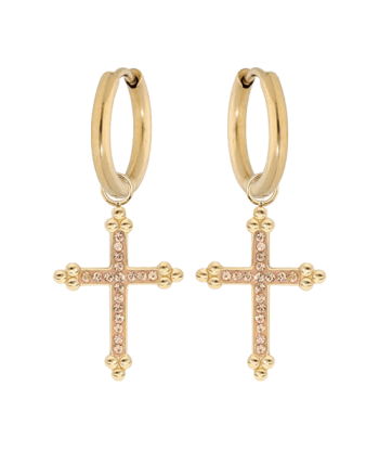 Boucles d'oreilles acier croix résine et pierres synthétiques JUSQU'A -70%! 