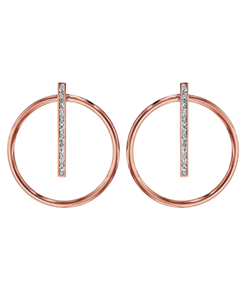 Boucles d'oreilles acier cercle et barrette résine blanche et strass du meilleur 